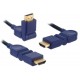 Kabel HDMI 1080p Full HD m/m 1,8 m z regulowanymi końcówkami - kąt 360 stopni rotacji (niebieski)