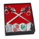 Attack on Titan / Shingeki no Kyojin zestaw biżuterii: 4x broszka przypinka + 2x brelok wisiorek miecz (srebrny)